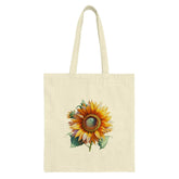 Sunflower Tote Bag, Floral Art Bag, Watercolor Sunflower, Flower Market Bag, Botanical Print Tote, Gift for Her, Everyday Bag, Farmers - Tawshia